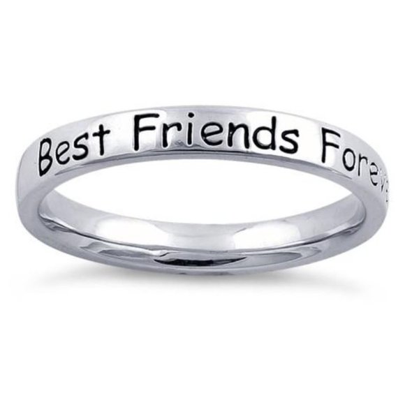 Best Friends Forever BFF Ring 2.7 mm Band 925 Sterling Silver Women's - Picture 12 of 12